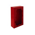 Red box with shaped cut out